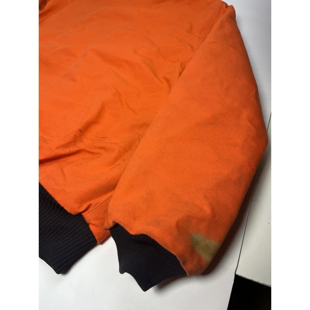 Vintage Carhartt Jacket J140 BLZ Orange Mens XL Quilt Lined Hood Blaze USA Made